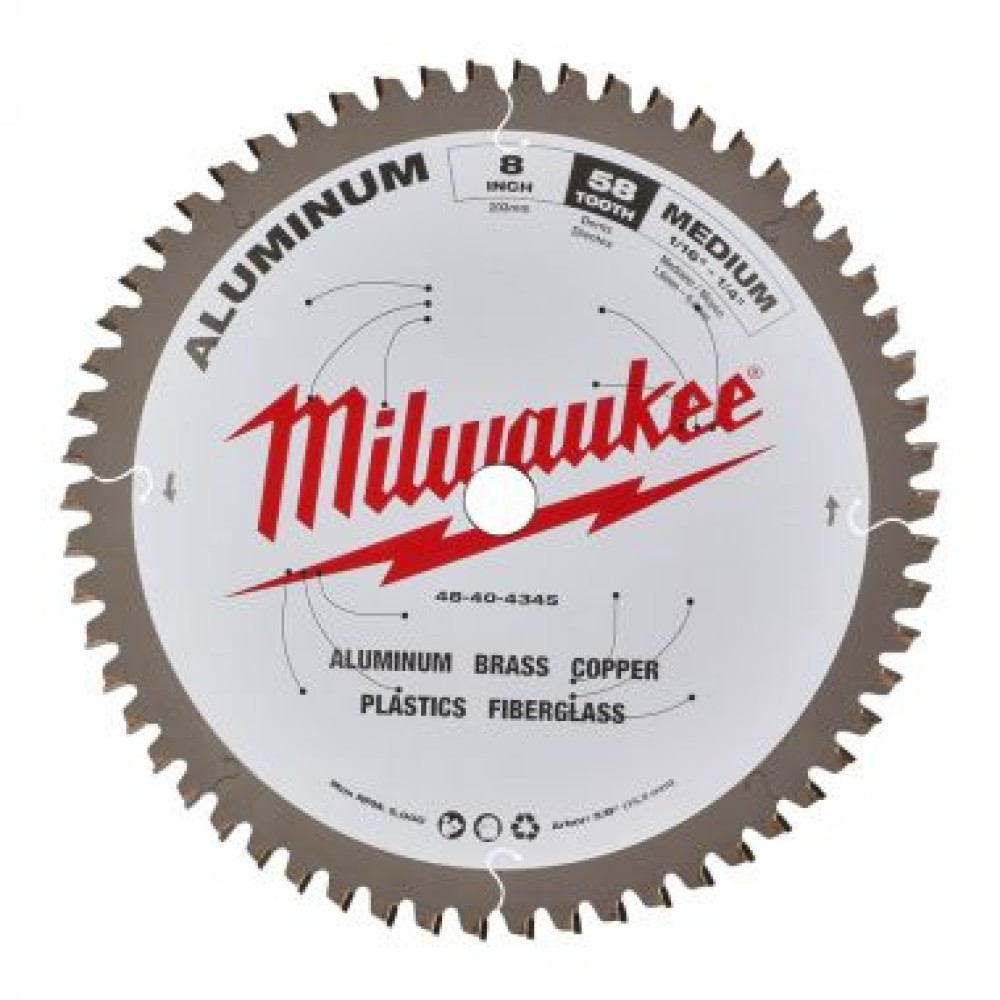 Пильный диск Milwaukee для циркулярной пилы по алюминию 203x5/8x2,4x58