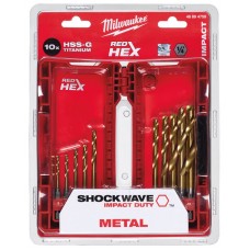 Набор Сверл по металлу shockwave Milwaukee HSS-G TIN RED HEX (10 шт)