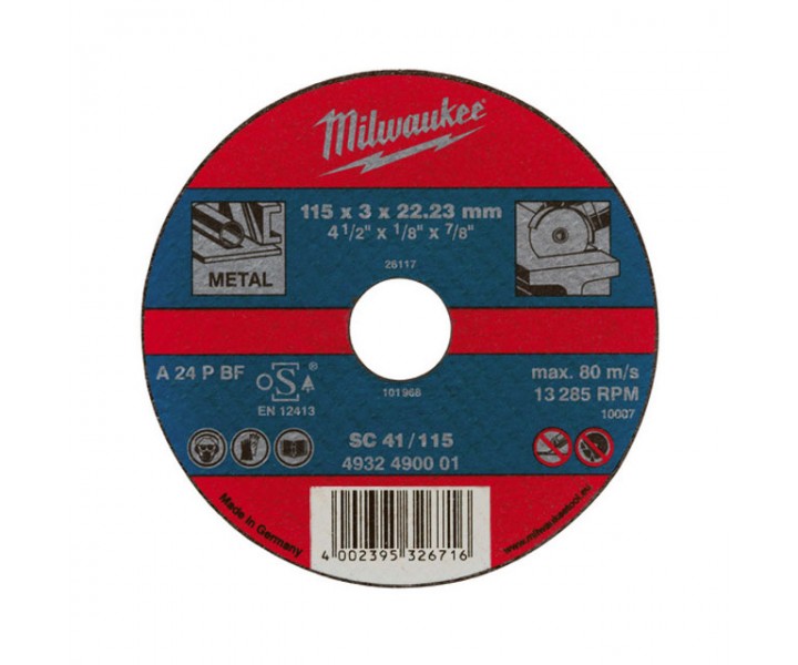 Отрезной диск Milwaukee по металлу SCS 41 / 115 X 3 X 22.2 мм