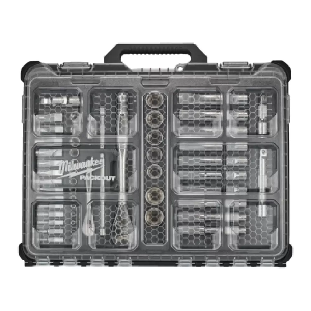 Головки 1/2" и 1/4" с воротками с трещоткой набор 63ед. в органайзере PACKOUT™ (Арт. 4932493661)