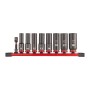 Набор головок ударных удлиненных Milwaukee 3/8'' (9 шт) (8, 10, 12, 13, 16, 17, 18, 19 + переходник 1/4'' Hex-3/8'' квадрат )  (замена для 4932478289) (Арт. 4932480455)