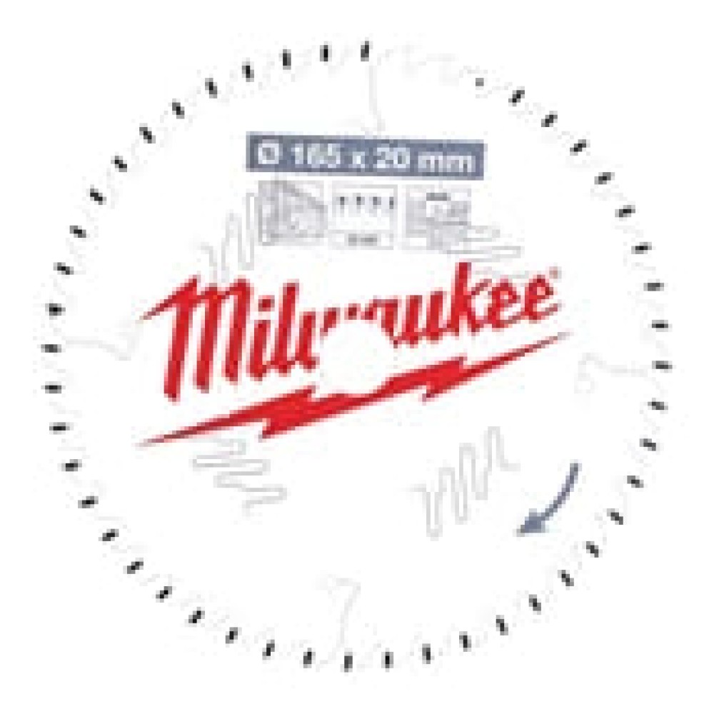 Пильный диск Milwaukee для циркулярной пилы по дереву 165x20x2,2x48 скошенные зубья