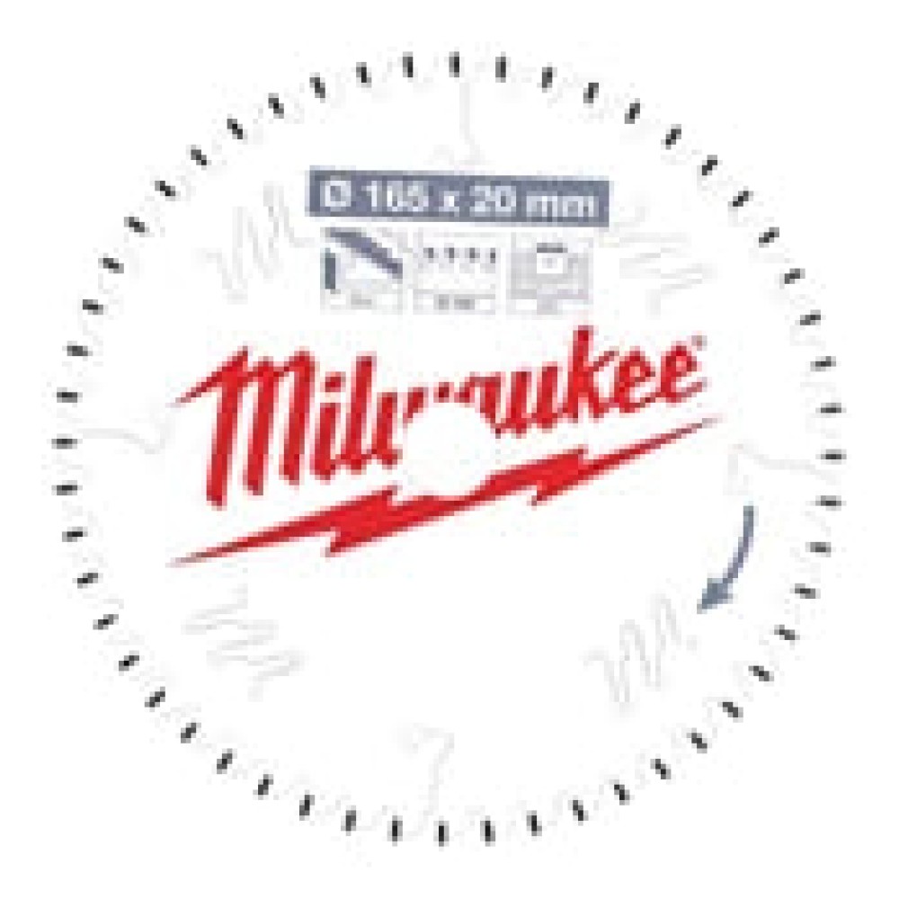 Пильный диск для циркулярной пилы Milwaukee по алюминию165x20x2,2x52