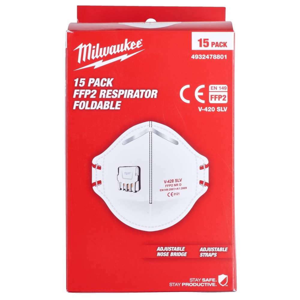 Респиратор складной Milwaukee с клапаном FFP2 (15шт)