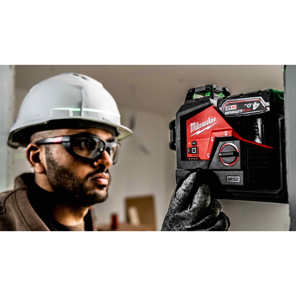 Аккумуляторный лазерный нивелир 4 точечный Milwaukee M12 CLL4P-301C