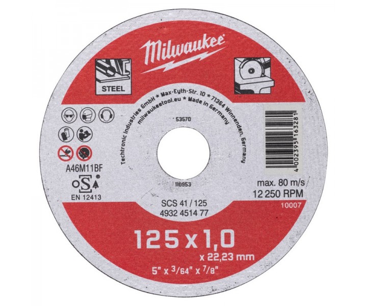 Отрезной диск Milwaukee по металлу SCS 41 / 125 X 1 X 22 мм