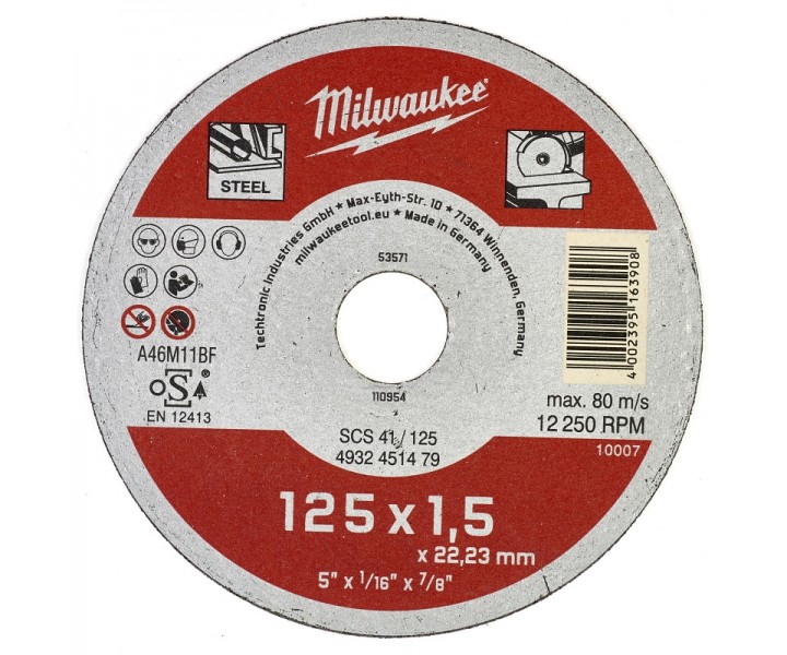 Отрезной диск Milwaukee по металлу SCS 41 